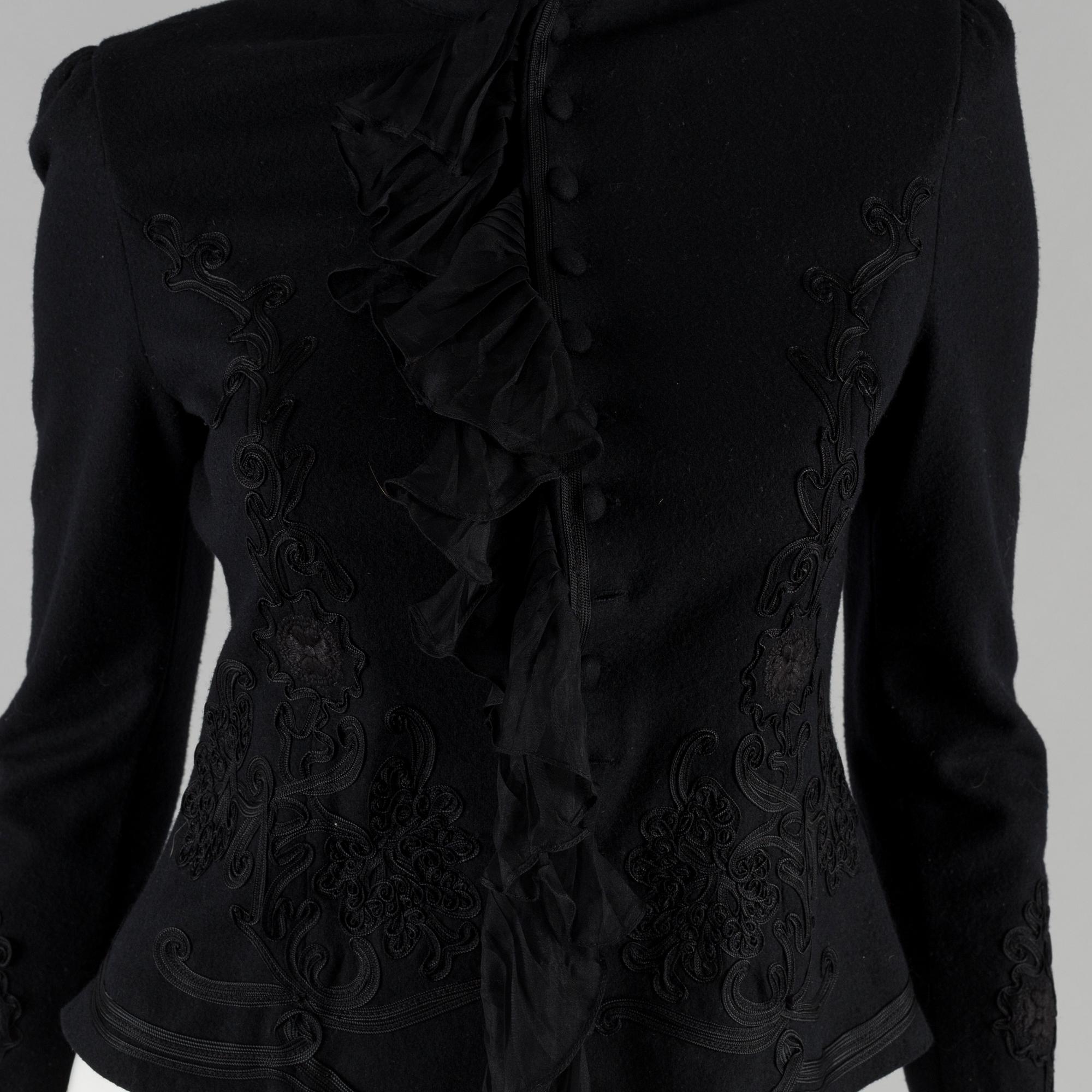 A black wool jacker by Ralph Lauren.