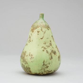 A Hans Hedberg faience sculpture of a pear, Biot, France.