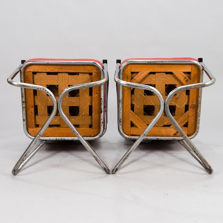 Two 1930/1940's armchairs / hairdressing chairs.