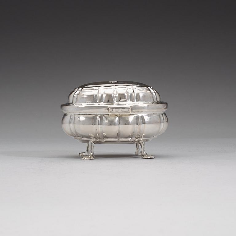 A 18th century silver casket, unidentified makers mark HB.