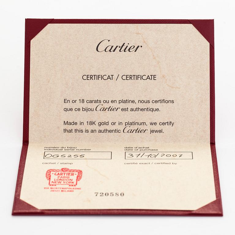 Cartier, Korvakorut, "Love", 18K valkokultaa, briljanttihiottuja timantteja.