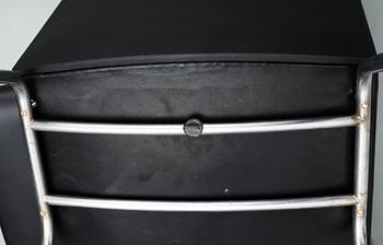 A set of six Hans J Wegner 'Kastrup' steel and black leather chairs, AP-stolen, Denmark.