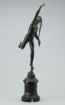 SKULPTUR, "Hermes", patinerad brons, efter Giambologna, sekelskiftet 1800/1900.