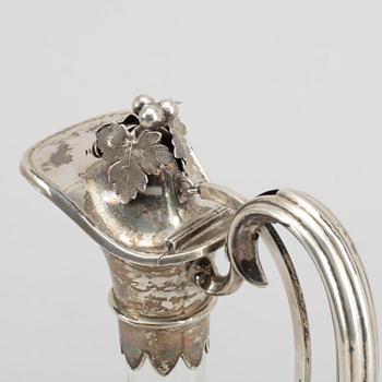 KARAFF, silver samt glas, Firma Gustaf Möllenborg, Stockholm, 1899.