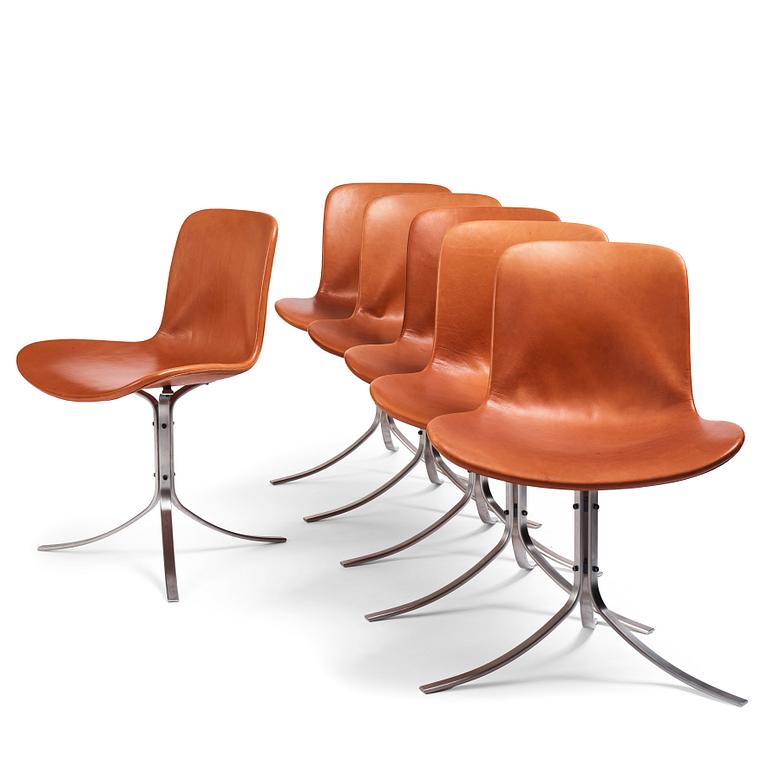 Poul Kjaerholm, a set of six 'PK-9' chairs, Fritz Hansen, Denmark, 2006.