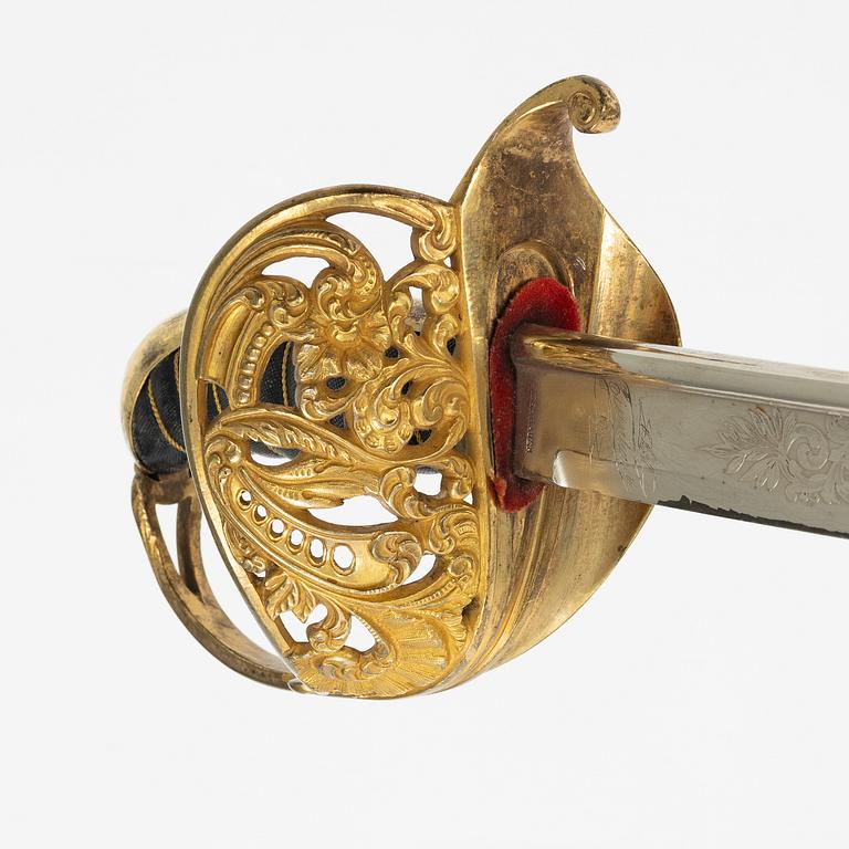 Sabel, svensk, m/1859 för infanteriofficer, med balja.