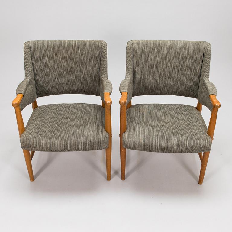 Olof Ottelin, four 1950's 'Othello' armchairs for Oy Stockmann Ab, Keravan puusepäntehdas. Finland.
