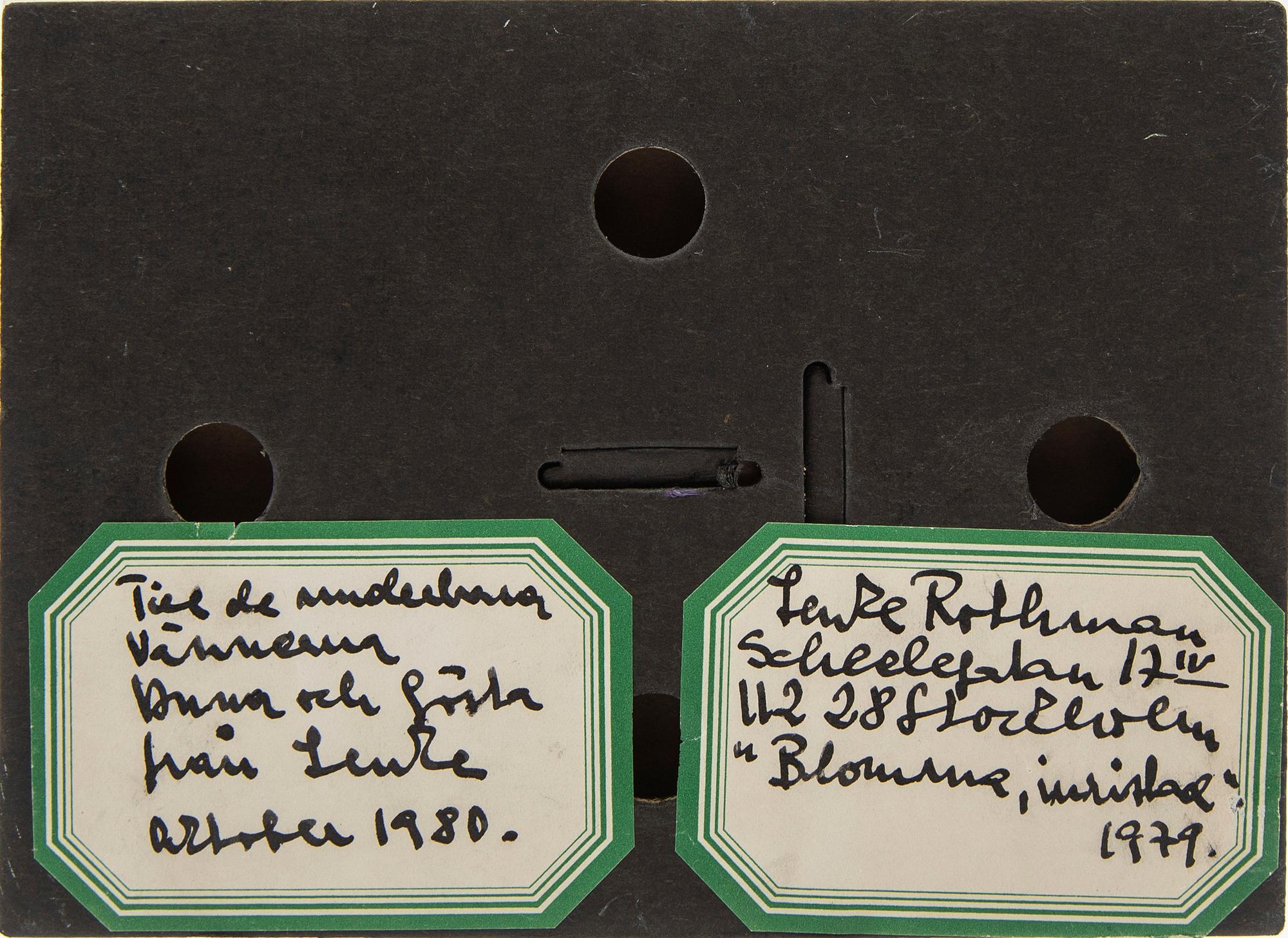 Lenke Rothman, "Blommor, inristad", blandteknik, 1979.