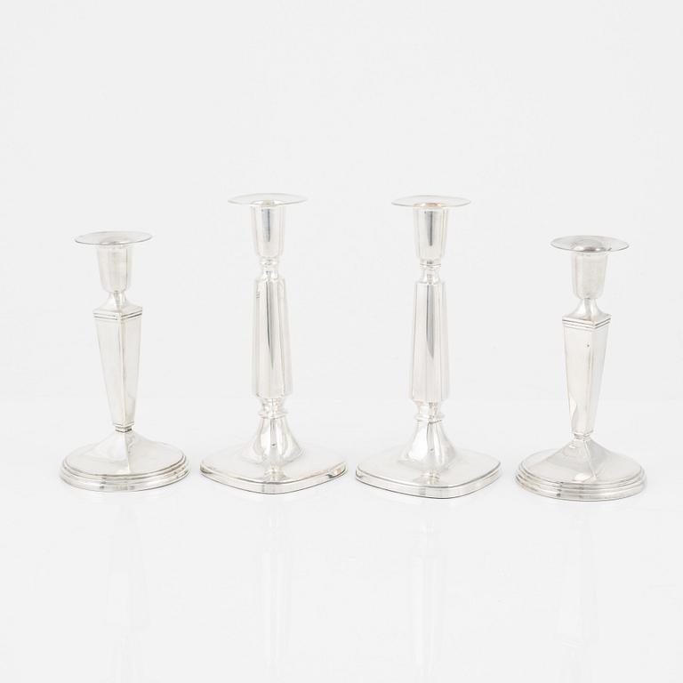 2+2 Swedish Silver Candlesticks, Tore Eldh, Ceson, Gothenburg 1972 and GAB, Stockholm 1960.