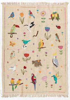 A hand-embroidered Kelim carpet, c. 200 x 145 cm.