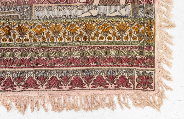 Wall hanging, Egyptian style, jacquard woven around 1900, approx. 185 x 120 cm.