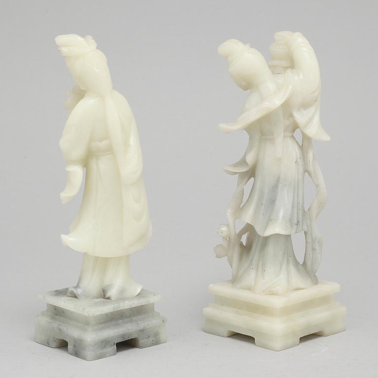 Two 20th century Chinese soap stone figurines.