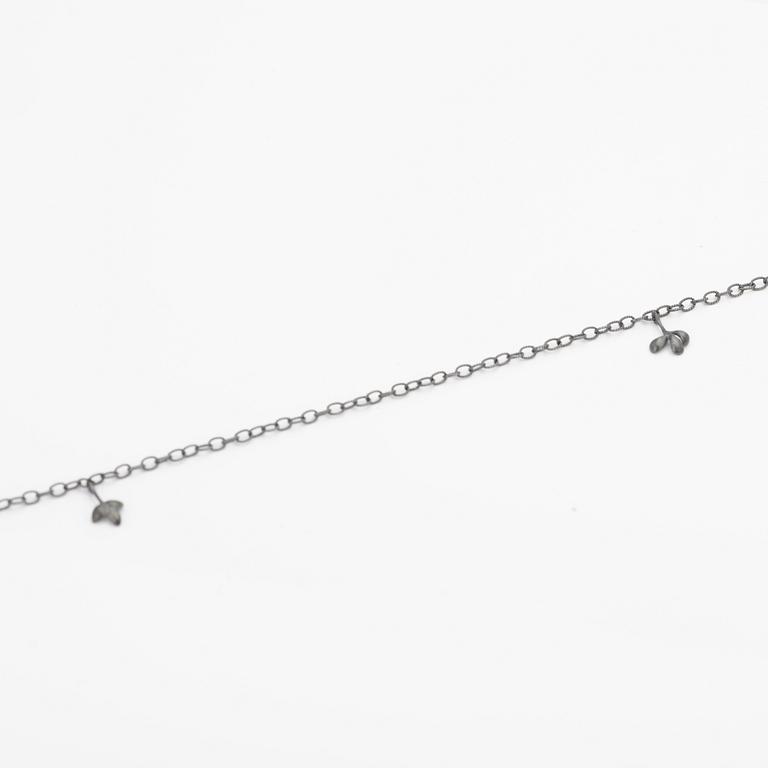 Ole Lynggaard, Chain with pendant, oxidised silver with leaf-shaped pendants, designed by Charlotte Lynggaard.