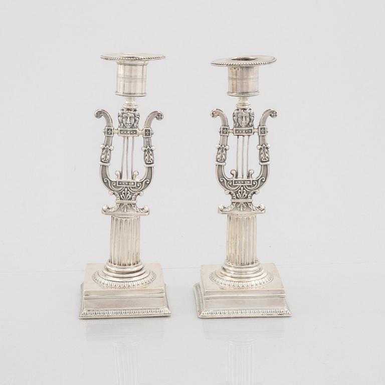 A pair of Swedish silver candlesticks, mark of Adolf Zethelius 1823.