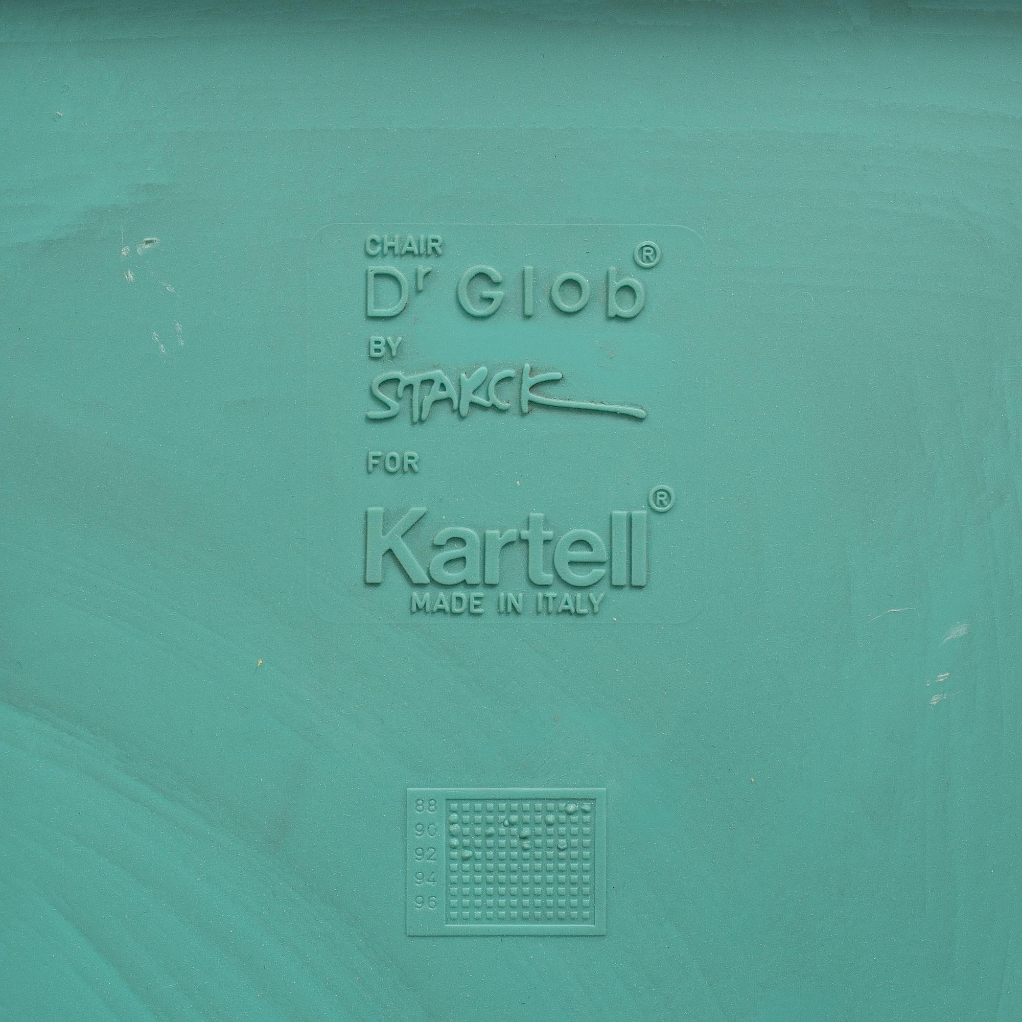 PHILIPPE STARCK, a "Miss Balù" table and a pair of "Dr Glob" chairs, Kartell.