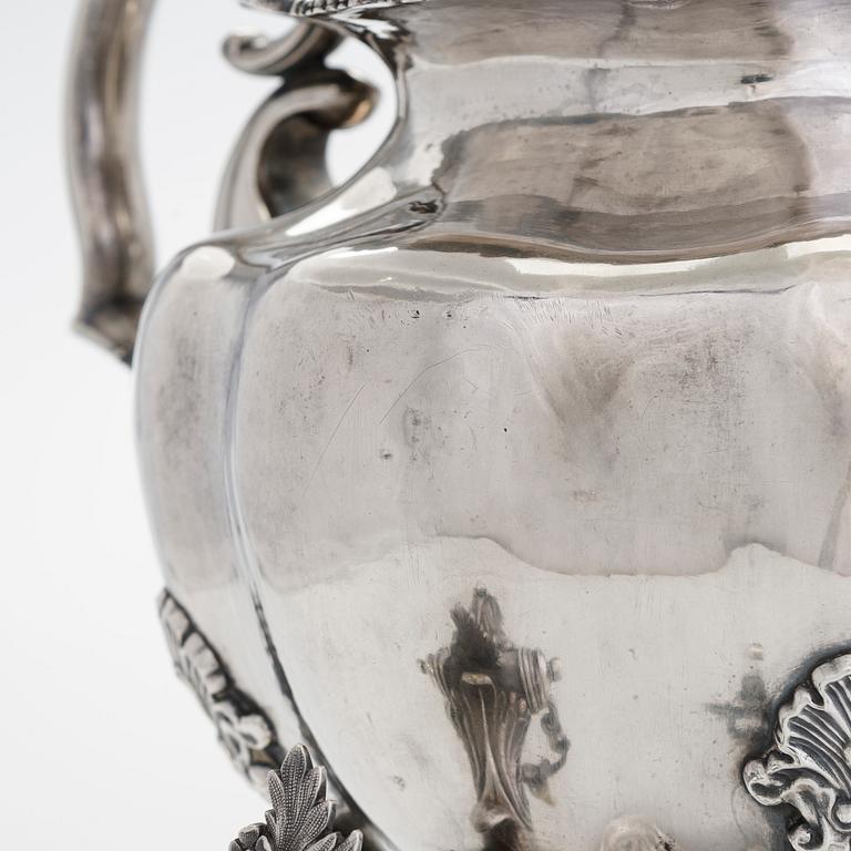 A mid-19th-century silver liquid warmer, maker's mark of Adolf Sper, Saint Petersburg, 1843.