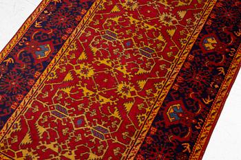 A semi antique Romanian "Lotto" rug, c. 214 x 123 cm.