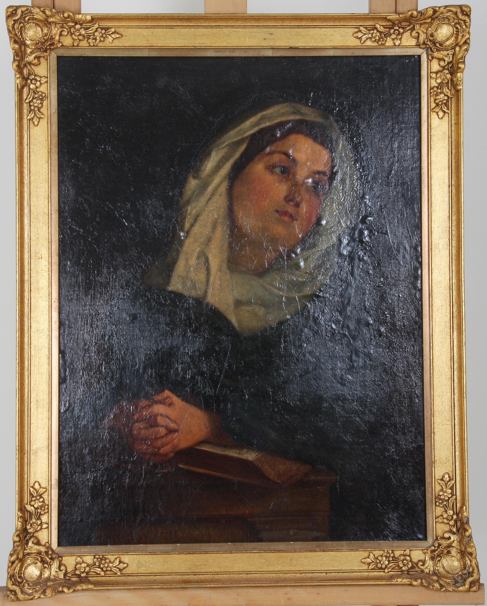 OKÄND KONSTNÄR, olja på uppklistrad duk, 1800-tal.