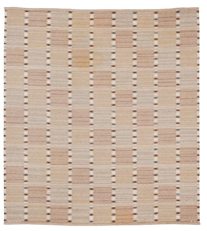 CARPET. "Falurutan grå". Flat weave (rölakan). 261 x 233 cm. Signed AB MMF BN.