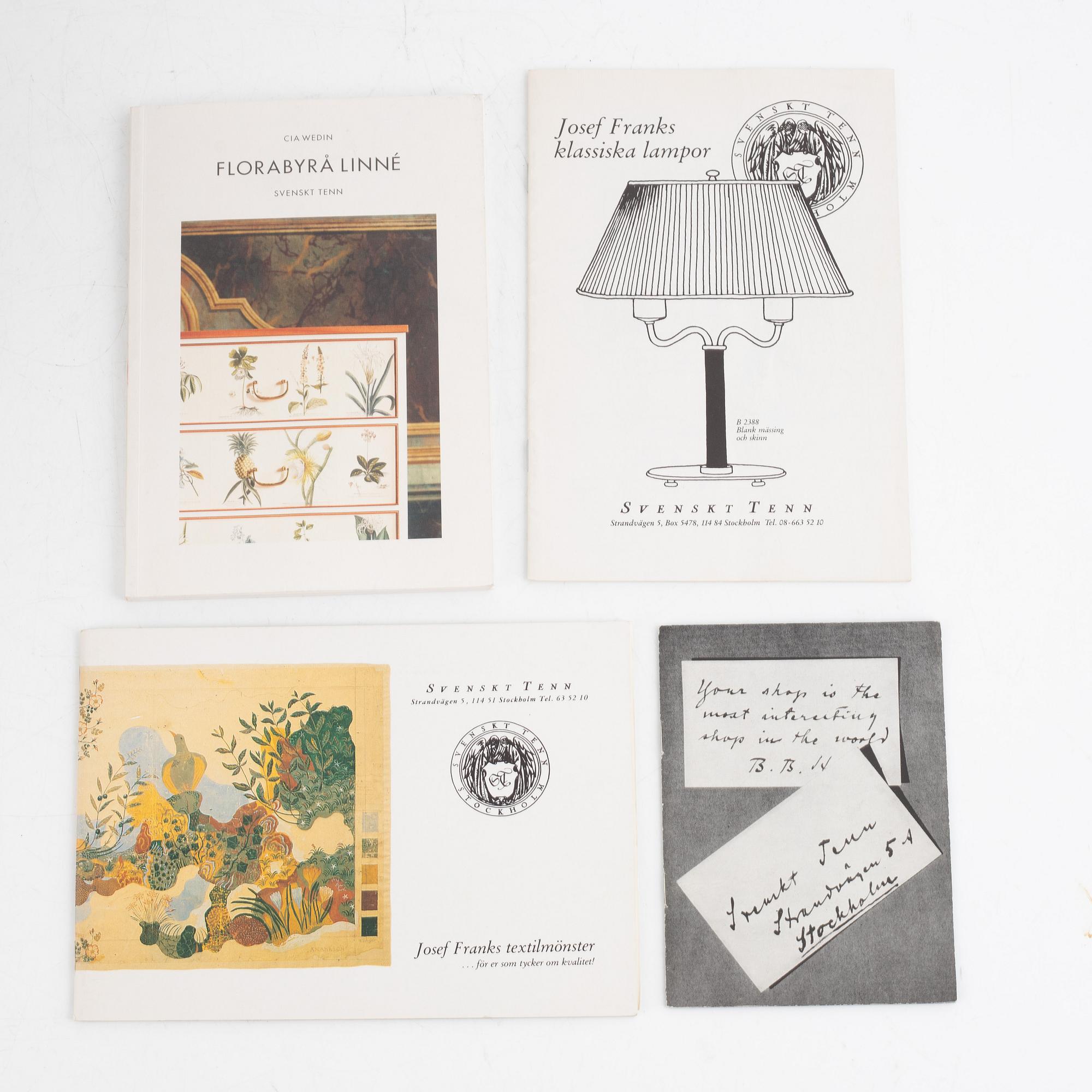 Firma Svenskt Tenn & Josef Frank, samling trycksaker och kataloger i pärm.