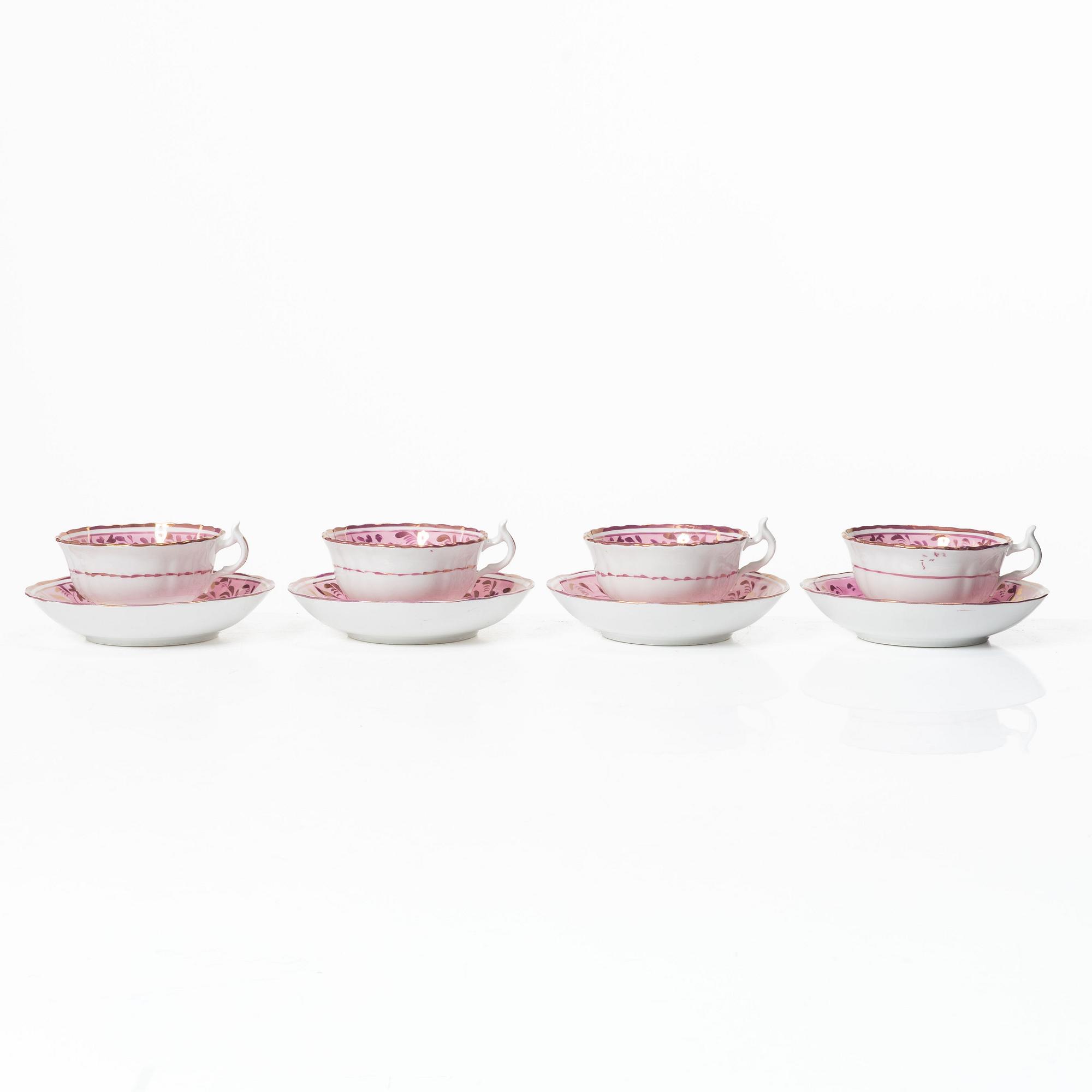 Twelve cups and saucers, England, 19th century.