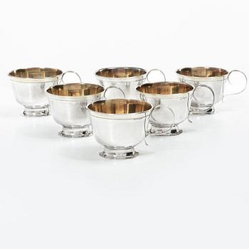 Six Swedish silver cups, mark of Arkala Johanna Gottschalk, Stockholm, 1960s.
