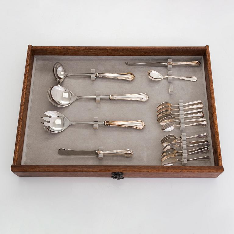 A 69-piece 'Chippendale' silver cutlery set in fitted cutlery box, Kultakeskus, Hämeenlinna 1997-98.