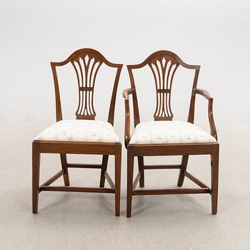 Chairs 10 pcs and armchairs 1 pair Chippendale style England circa 1900.