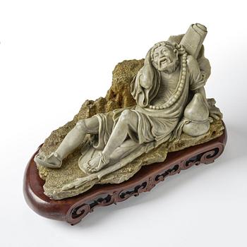 A large Chinese soapstone sculpture of Li Bai, 20th Century.