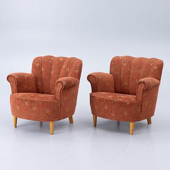 Fåtöljer, ett par, Swedish modern, 1900-talets mitt.