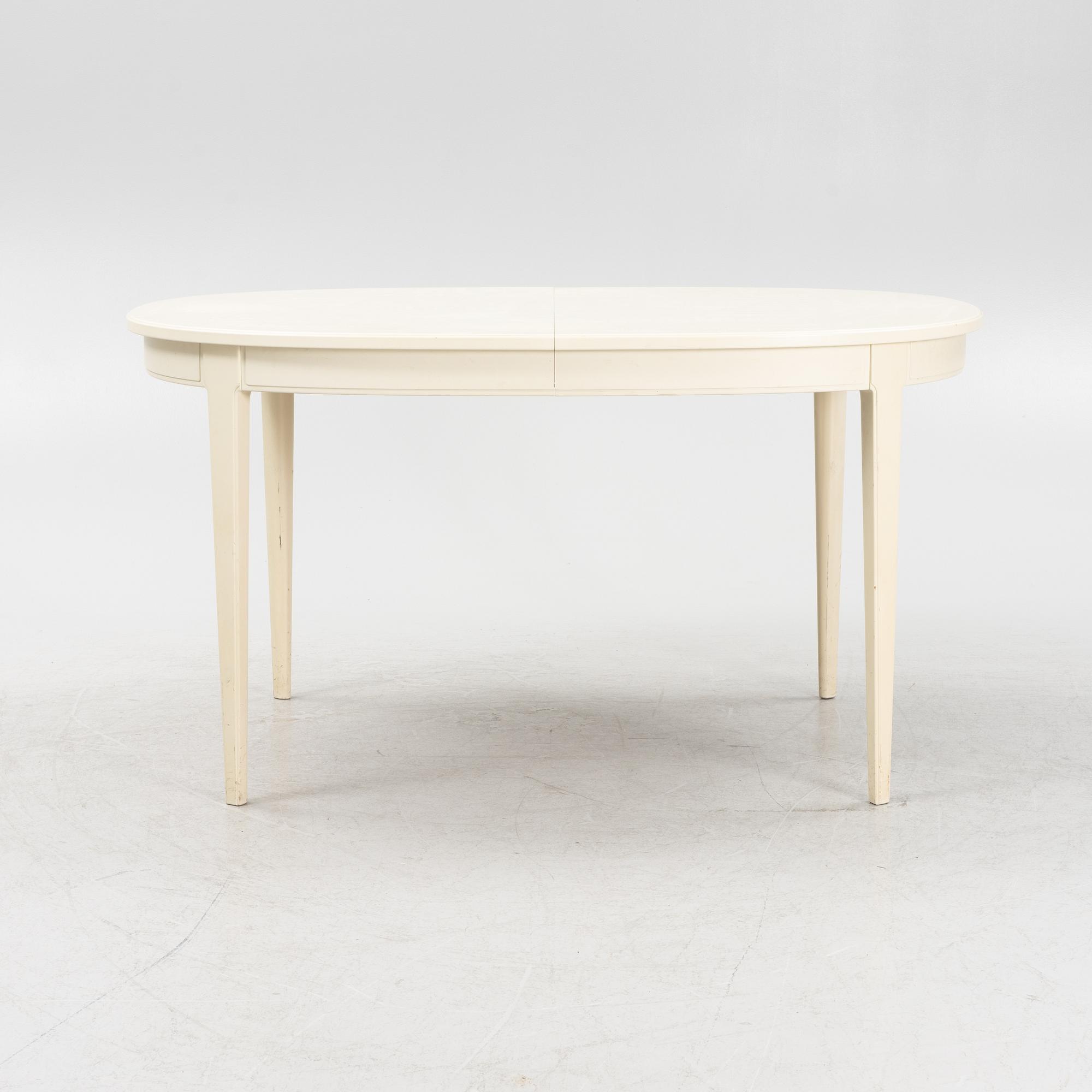 Carl Malmsten, a 'Herrgården' dining table with four chairs, Bodafors, second part of the 20th Century.