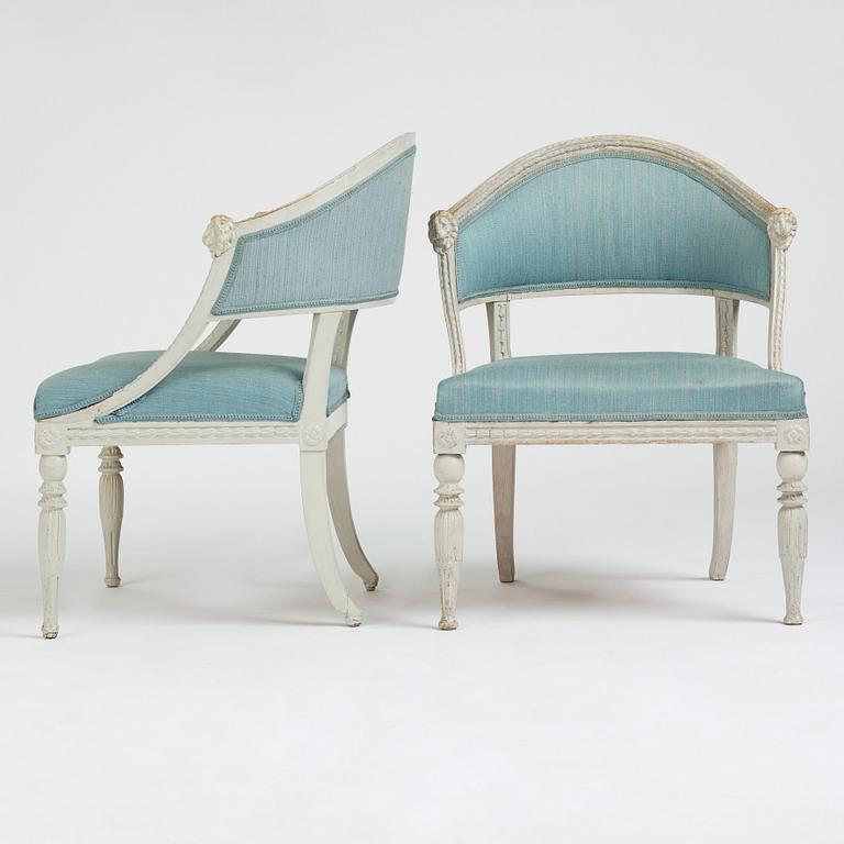 A matched pair of late Gustavian armchairs.