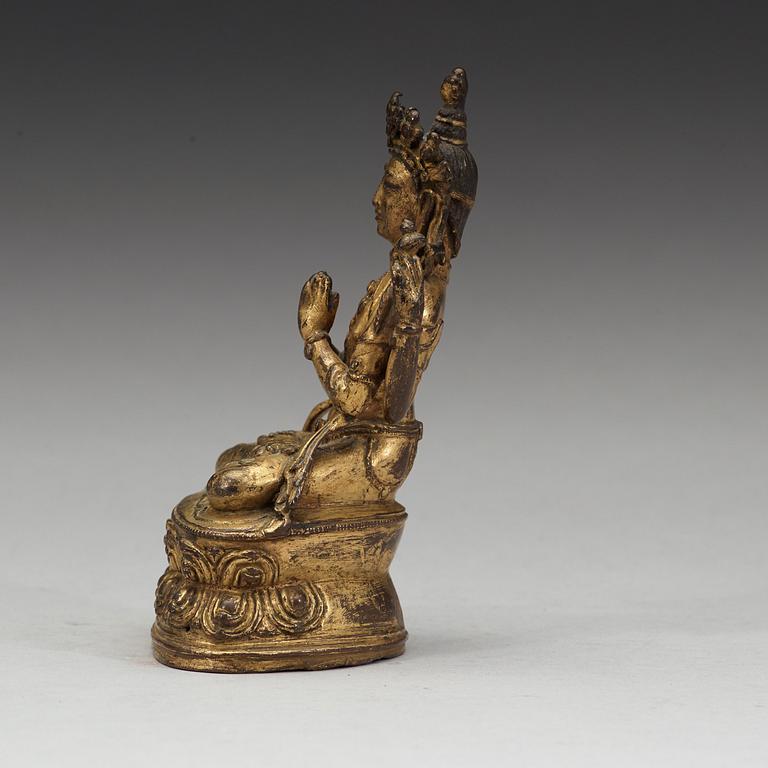 A gilt copper-alloy figure of Bodhisattva Avalokiteshvara, Tibet, 15/16th Century.