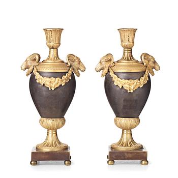 A pair of Louis XVI- style one-light cassolettes, circa 1900.