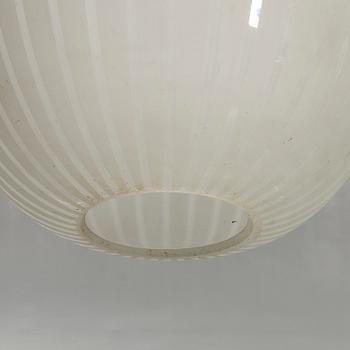 Ceiling lamp, mid-20th century, glass cover, polished decor.