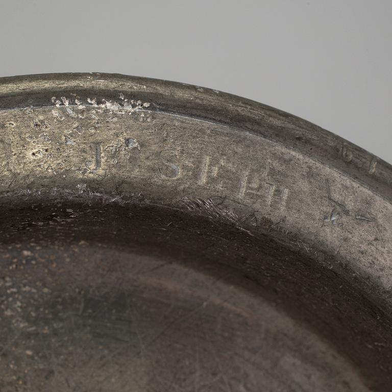 A set of ten tin plates, early 19th century.