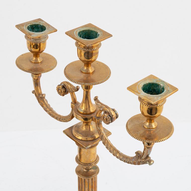 Kandelabrar, ett par, mässing, Gusums Bruk No 21.