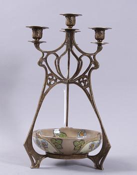 KANDELABER MED UPPSATS, jugendstil. 1900/2000-tal.