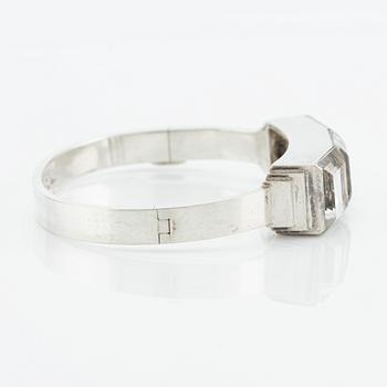 Wiwen Nilsson, a sterling bangle with three step-cut rock crystals, Lund 1938.