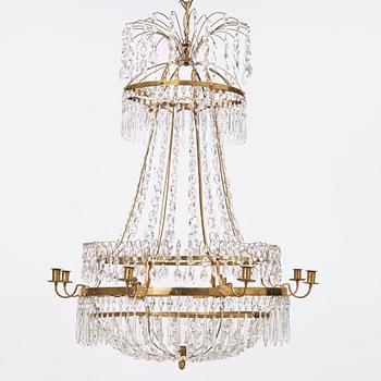 A late Gustavian circa 1800 nine-light chandelier.