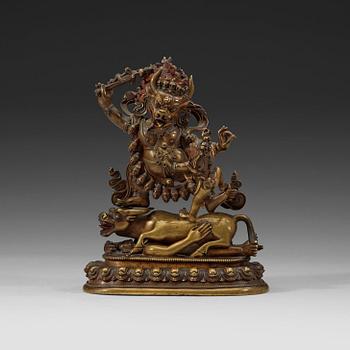 269. A Mongolian bronze figure of a Dharmapala, early 19th century.