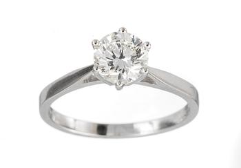 522. Ring, set with a brilliant cut diamond, 1.06 cts.