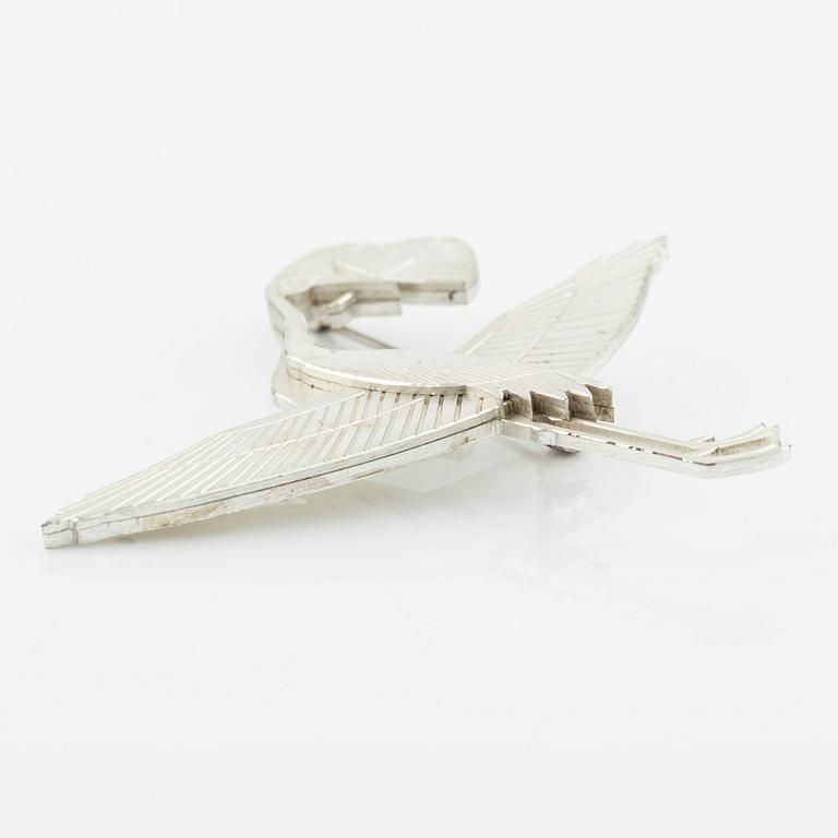 Wiwen Nilsson, a sterling silver brooch in the shape of a crane, Lund 1975.