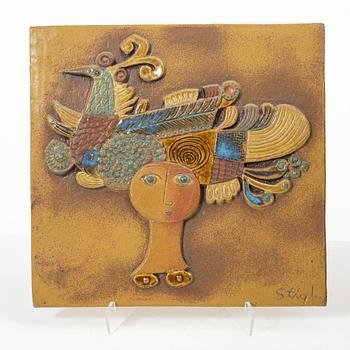 Stig Lindberg, a stoneware wall relief, Gustavsberg.