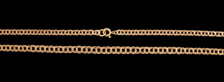 HALSBAND, 2 st olika, guld 18K, Sverige 1900-talets andra hälft. Totalvikt ca 24 gram.