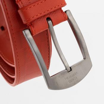 Louis Vuitton, a red Damier Infini 'Detroit' belt, size 100, 2013.