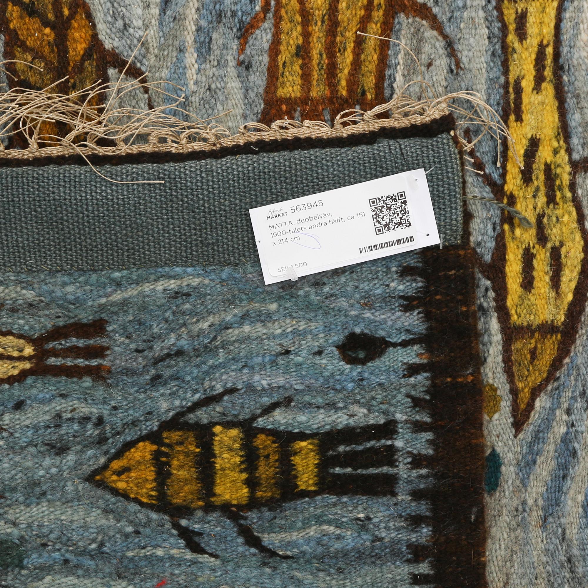 MATTA, dubbelväv, 1900-talets andra hälft, ca 151 x 214 cm.