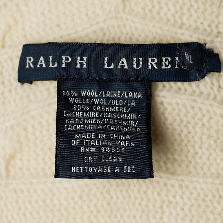 A white wool- and cashmere poncho by Ralph Lauren.