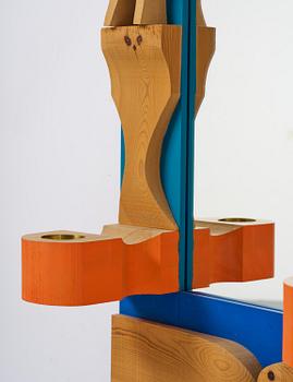 Erik Höglund, a wall mirror with two candle holders, Eriksmålaglas, Sweden, 1960s-70s.