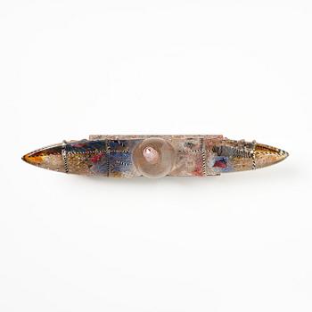 Bertil Vallien, a unique sand cast glass sculpture of a boat, Kosta Boda, Sweden, 1980s.